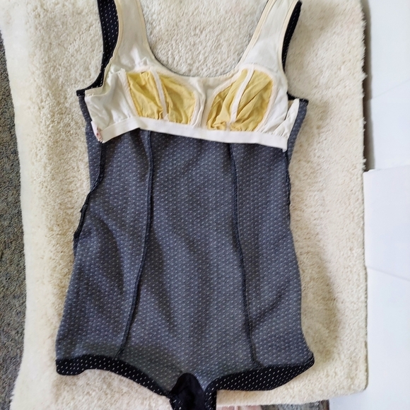 Vtg 40s‎ 50s Bradley Black White Polka Dot  Boy Leg Low Back One Piece Swimsuit - Picture 12 of 16